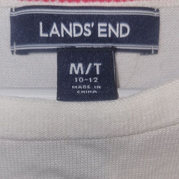 Lands End Ski FairIsle Design 100% Supima Cotton Sweater White Winter M MT - Picture 9 of 15